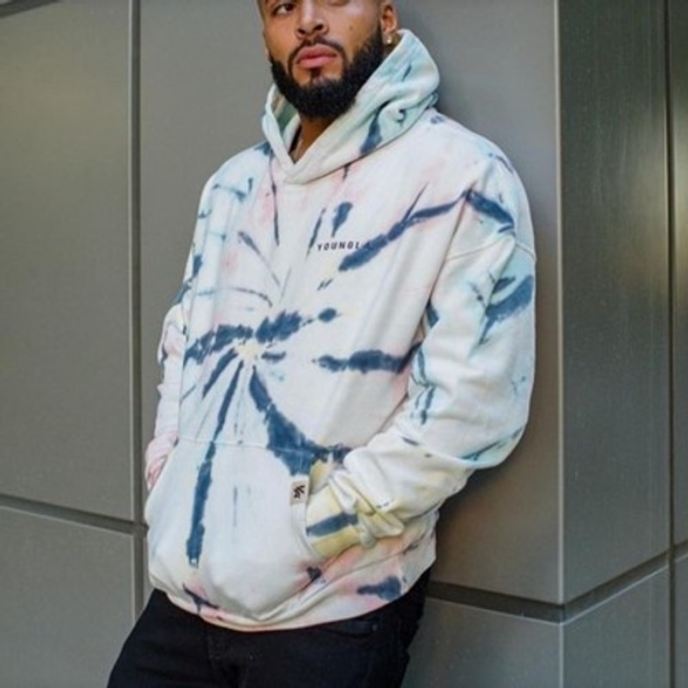YoungLA Tie Dye Rose Graphic Hoodie Streetwear Medium